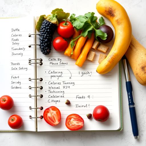 a food journal with foods on top of the pages